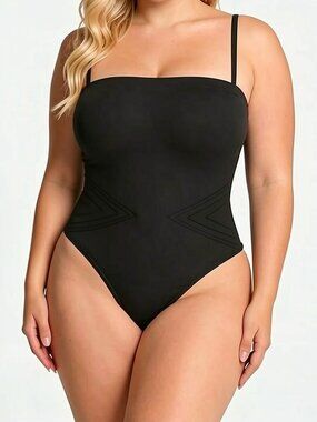 Seamless Tummy Control Shapewear Bodysuit with Removable Shoulder Straps